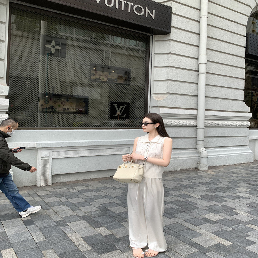 Cchen Chen Row style slip pants high luxury simple luxury elegant style comfortable elastic waisted satin pants design sense image 13