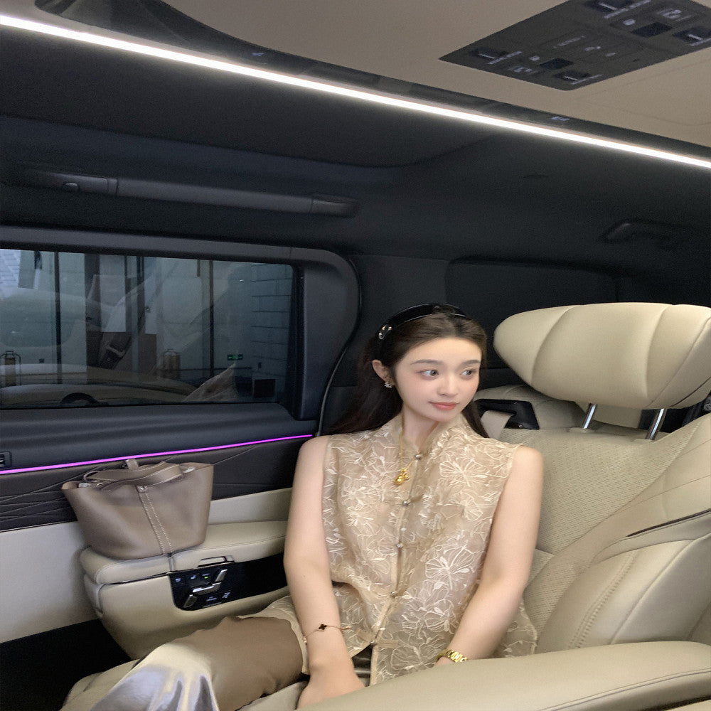 Cchen Chen Xiangyun yarn 100 mulberry silk embroidered Chinese style vest u0026shirt design new set image 4