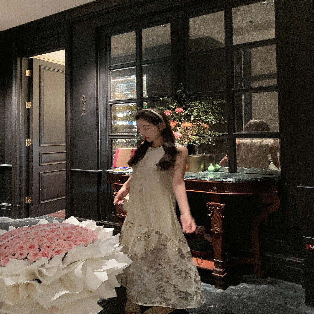 CChen Chen Zhu Embroidery Butterfly High End Collection Retro Elegant Glitter Embroidered Dress for Women Summer Skirt image 2