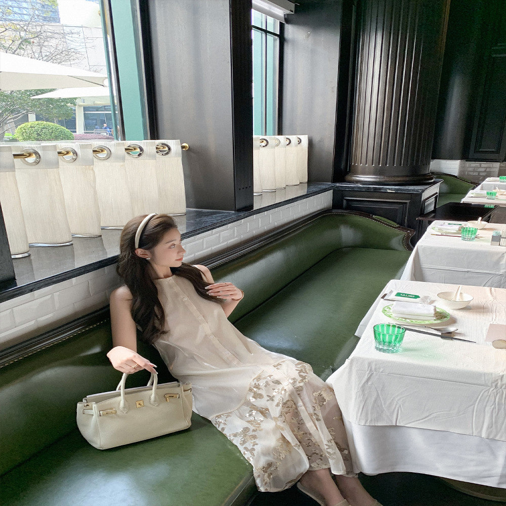 CChen Chen Zhu Embroidery Butterfly High End Collection Retro Elegant Glitter Embroidered Dress for Women Summer Skirt image 3