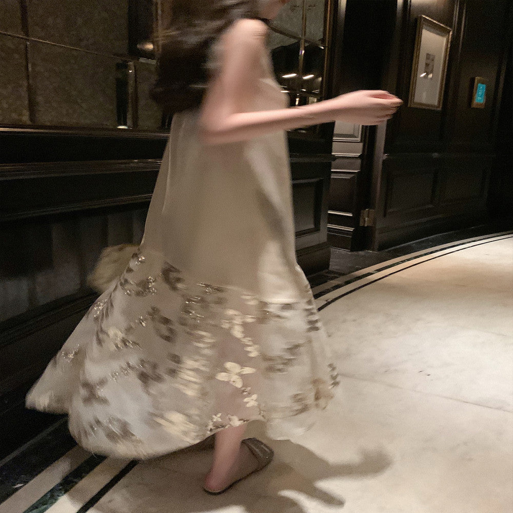 CChen Chen Zhu Embroidery Butterfly High End Collection Retro Elegant Glitter Embroidered Dress for Women Summer Skirt image 7