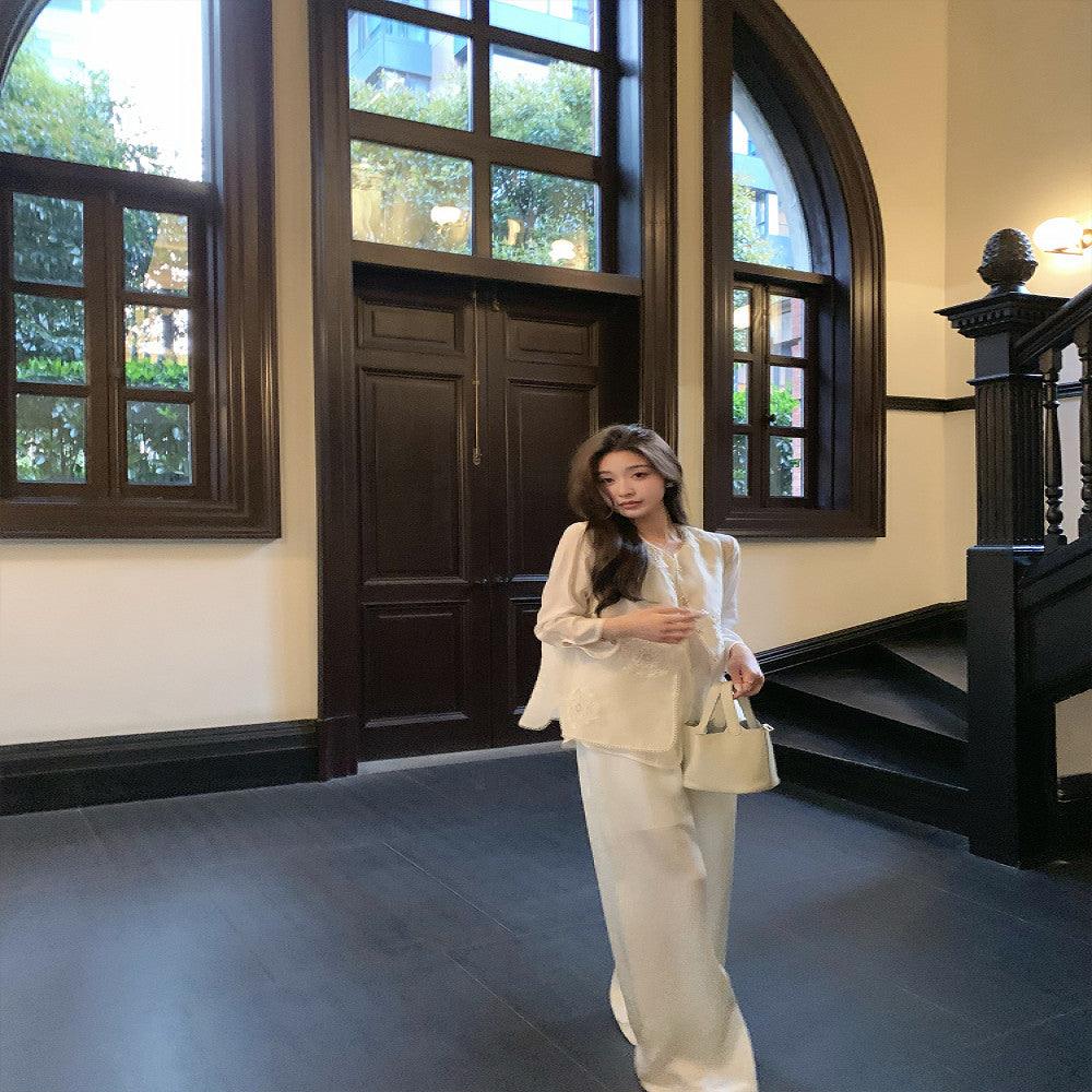 CChen Chen Quiet Floating Shadow 100 Mulberry Silk Vest Shirt Set Women s New Chinese Style Sleeveless Top image 3