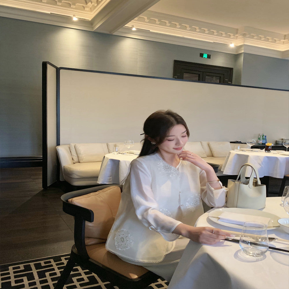 CChen Chen Quiet Floating Shadow 100 Mulberry Silk Vest Shirt Set Women s New Chinese Style Sleeveless Top image 19