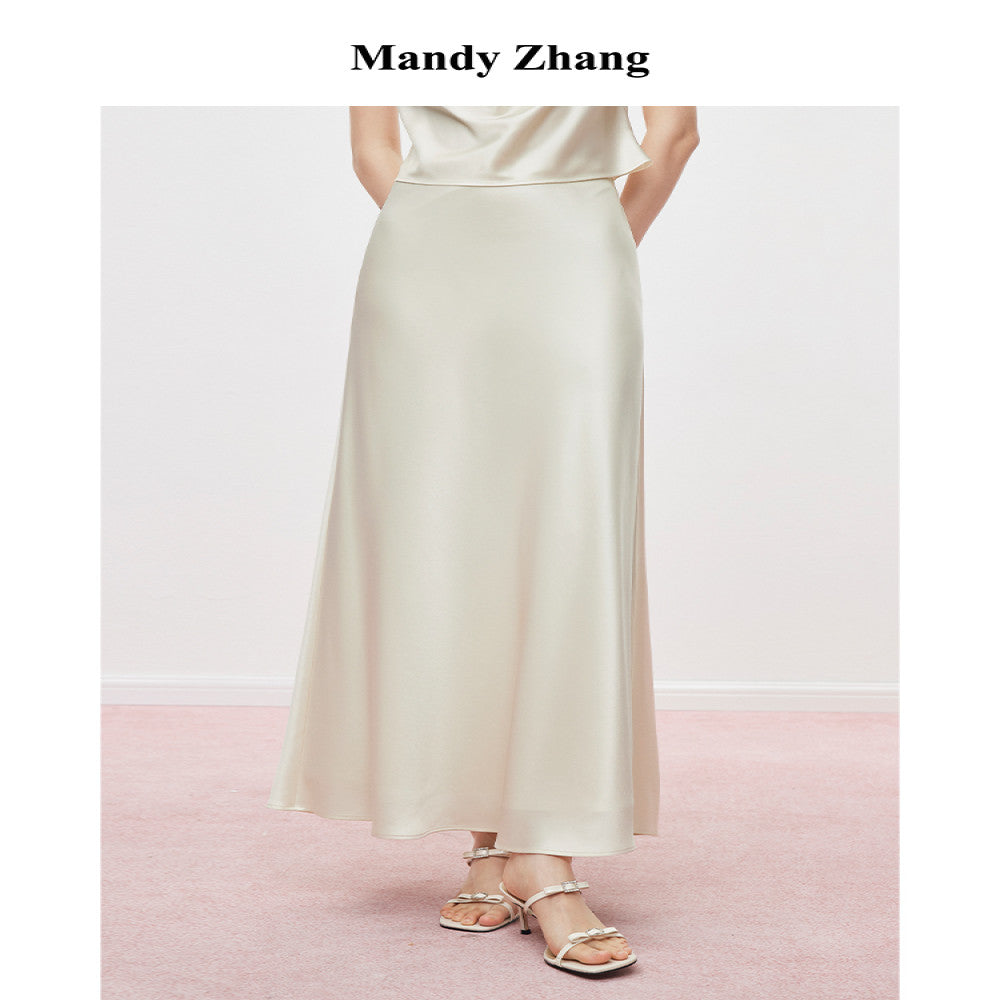 Mandy Zhang French style design acetic acid half skirt for women slim and high end temperament high waisted A line skirt image 0