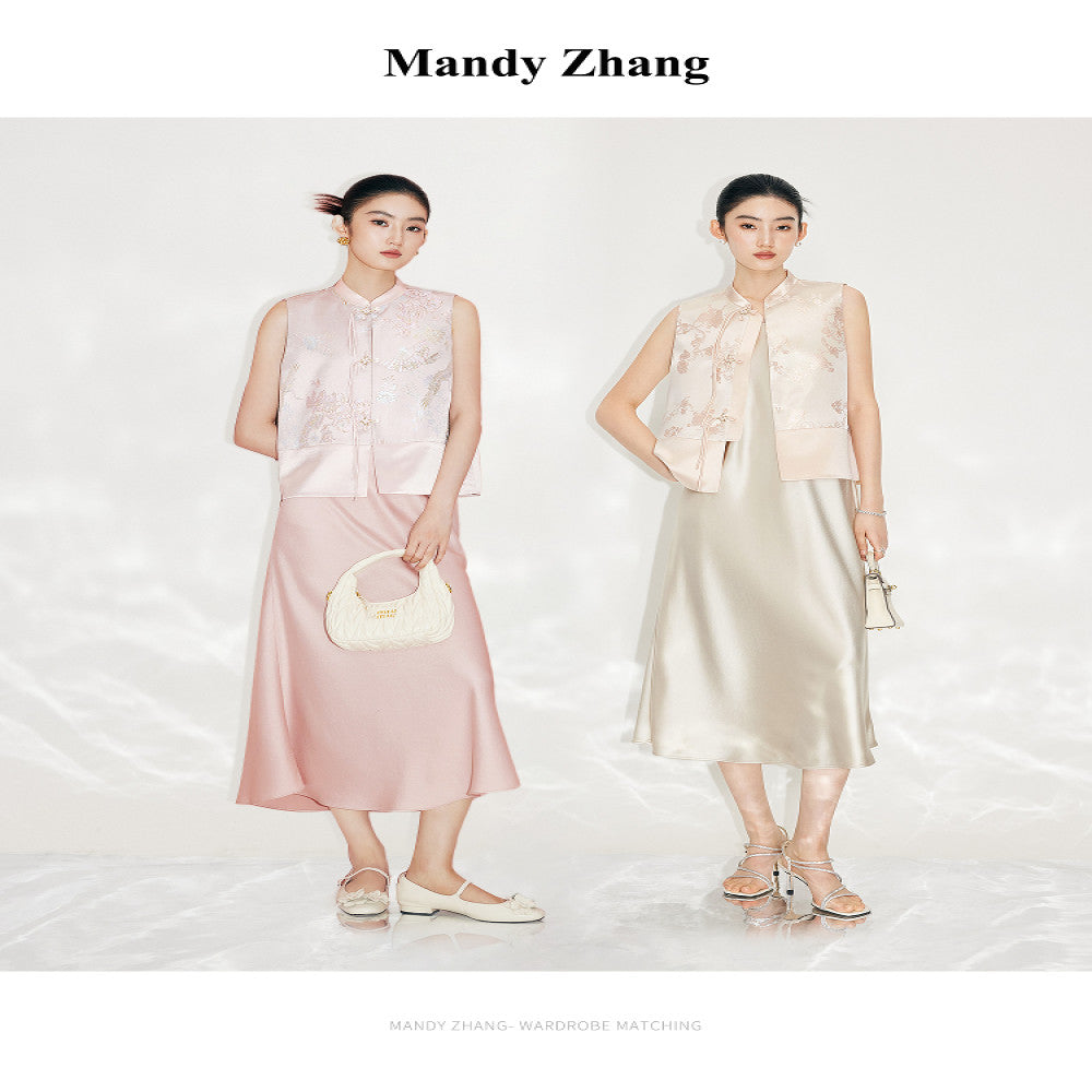 Mandy Zhang s New Chinese Style Gold Thread Embroidered Pink Jacket for Women in Autumn High Grade Acetate Pan Button Top image 4