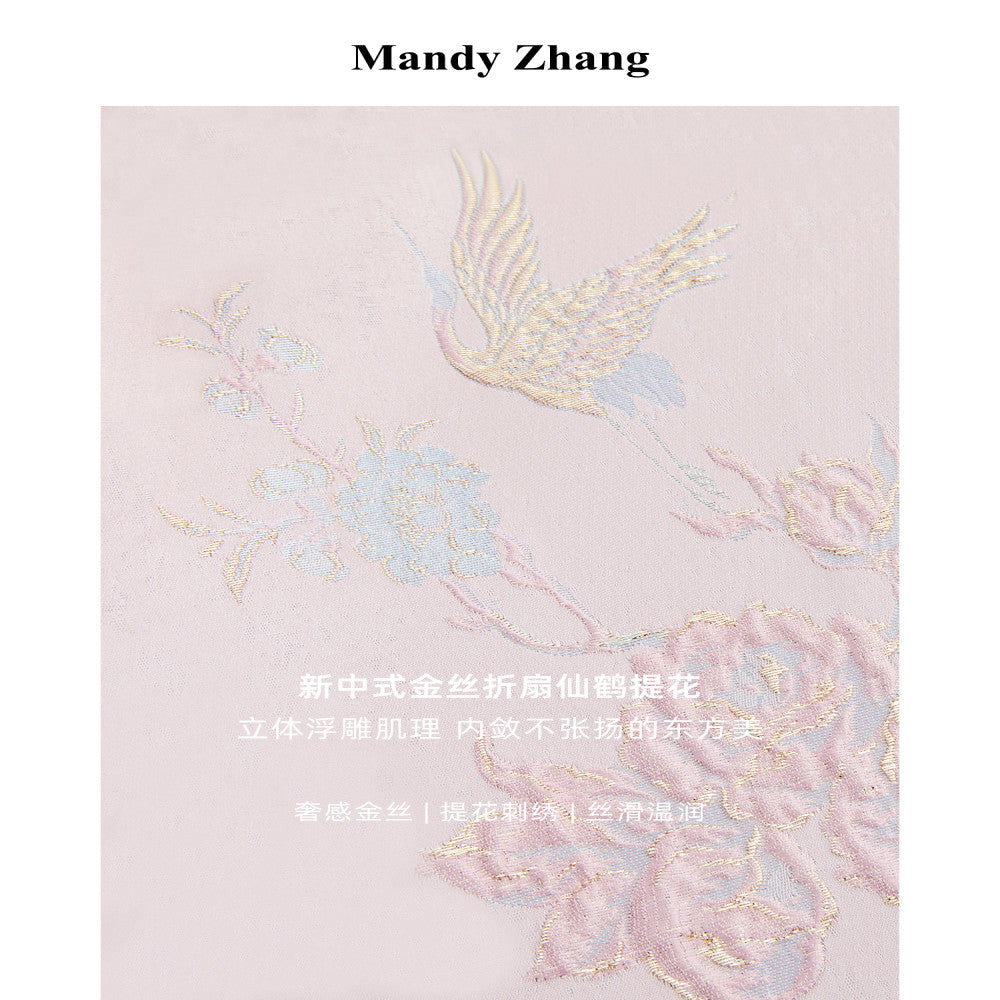 Mandy Zhang s New Chinese Style Gold Thread Embroidered Pink Jacket for Women in Autumn High Grade Acetate Pan Button Top image 5