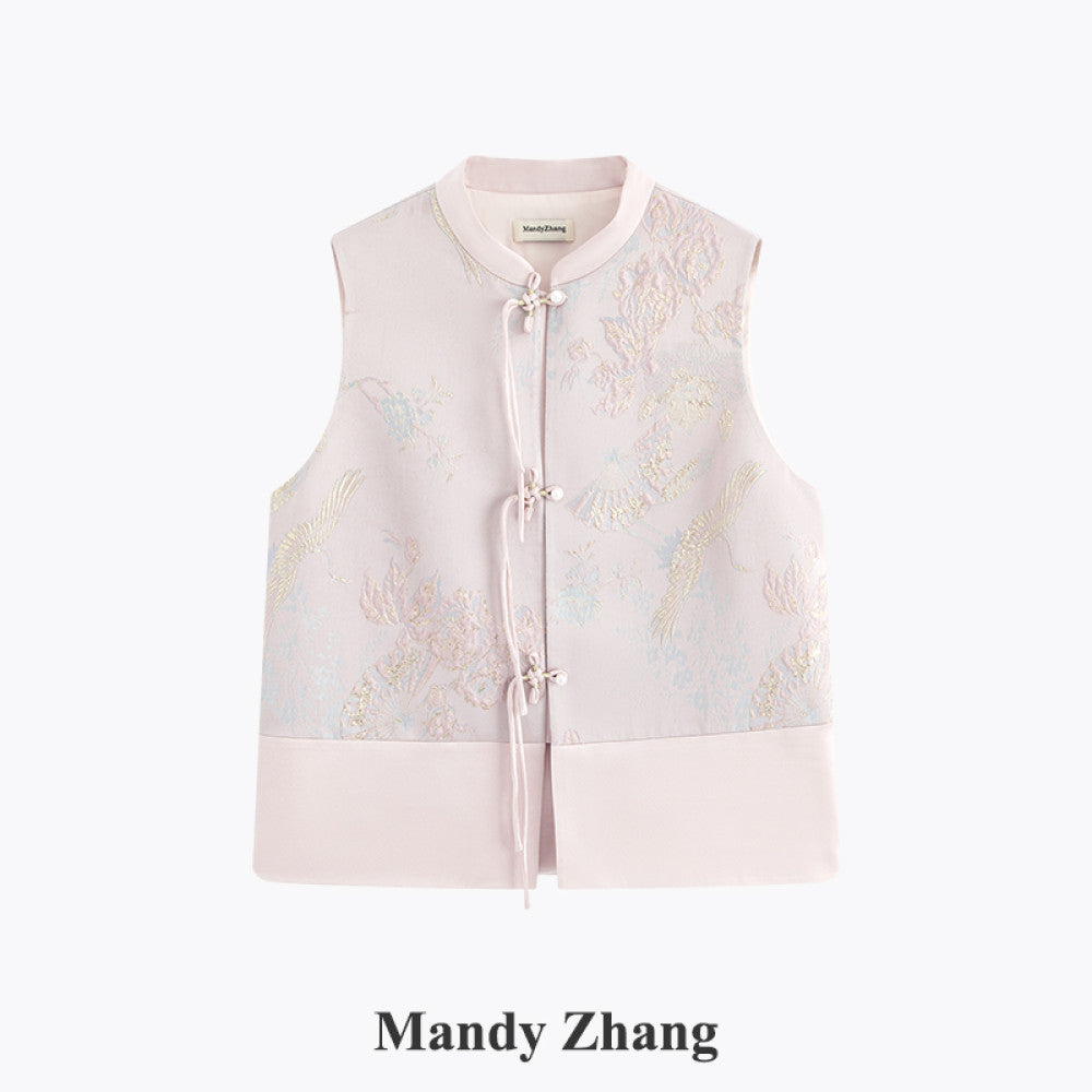 Mandy Zhang s New Chinese Style Gold Thread Embroidered Pink Jacket for Women in Autumn High Grade Acetate Pan Button Top image 28