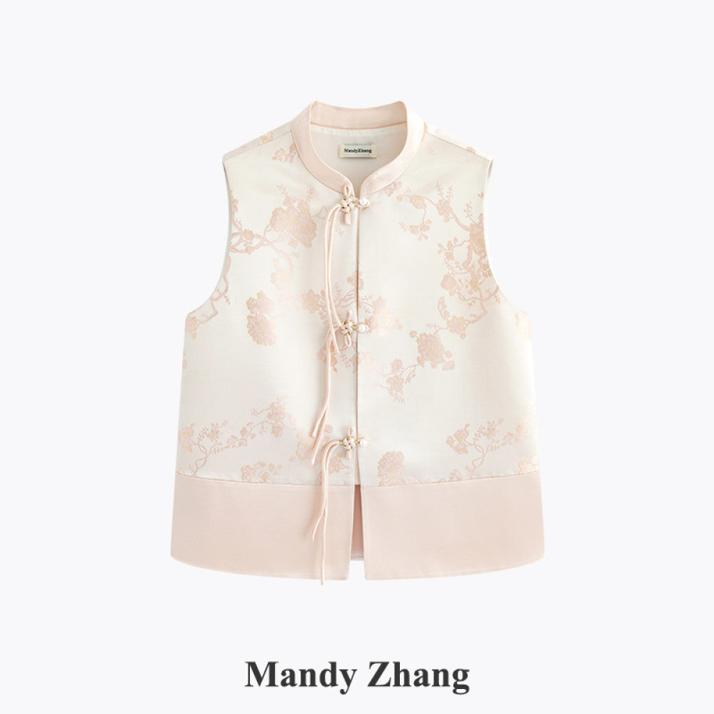 Mandy Zhang s New Chinese Style Gold Thread Embroidered Pink Jacket for Women in Autumn High Grade Acetate Pan Button Top image 35