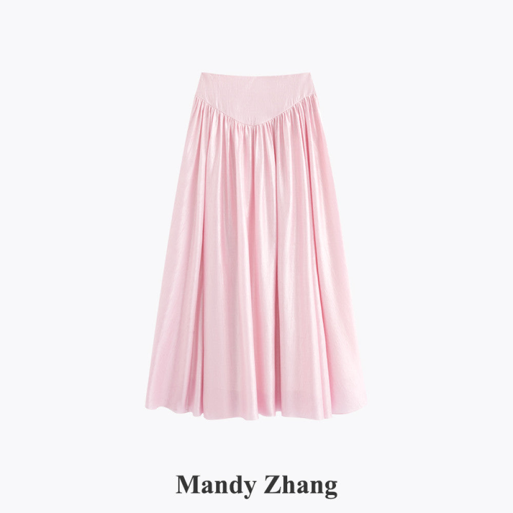 ASAYA4486 - French Design Wide-Waist Gathered A-Line Skirt 🌸✨