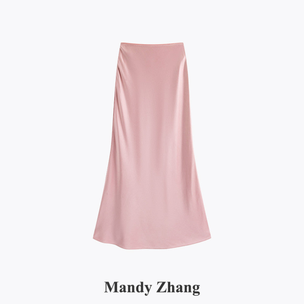 Mandy Zhang a celebrity and mermaid is a heavyweight acetate satin pink fish tail skirt for women image 10