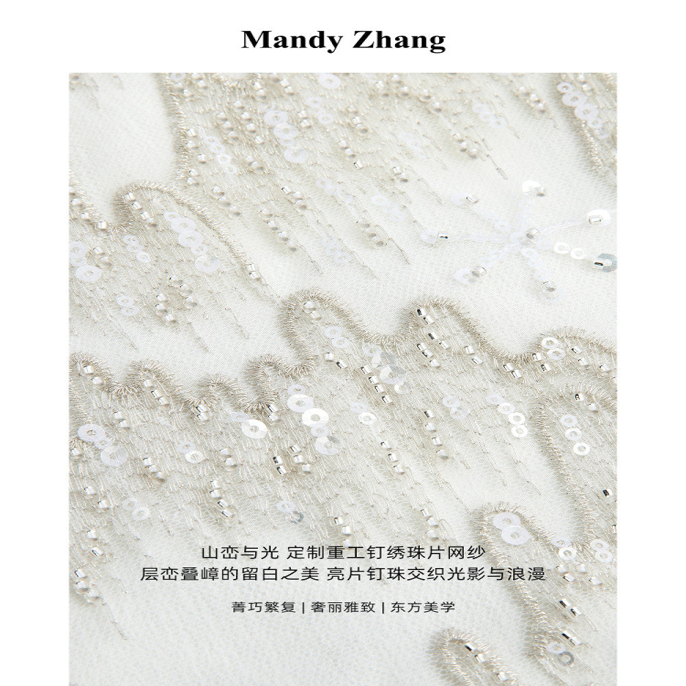 MandyZhang Heavy Industry Nail Bead Embroidered New Chinese Vest Women s Summer National Style Design White Top image 5