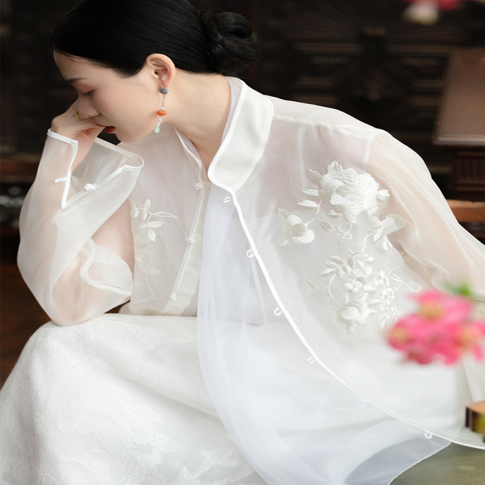 2024 New Product PCY1708 Silk Eugen Embroidery Top Chinese Retro Embroidery Top Fairy Yarn Dress for Women image 1