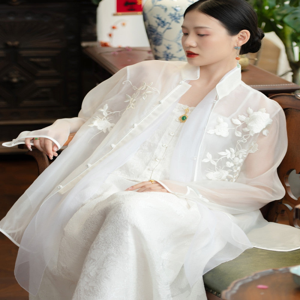 2024 New Product PCY1708 Silk Eugen Embroidery Top Chinese Retro Embroidery Top Fairy Yarn Dress for Women image 3