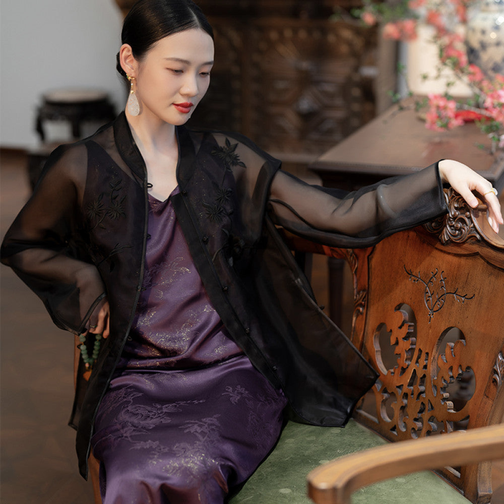 2024 New Product PCY1708 Silk Eugen Embroidery Top Chinese Retro Embroidery Top Fairy Yarn Dress for Women image 60