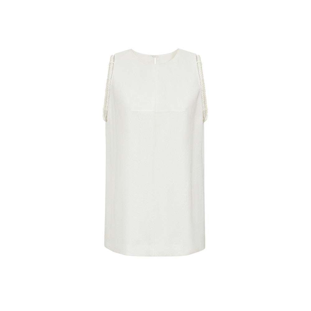 SUK protagonist aura Elegant and casual bead design high end sleeveless vest top wide leg pants set for women image 7