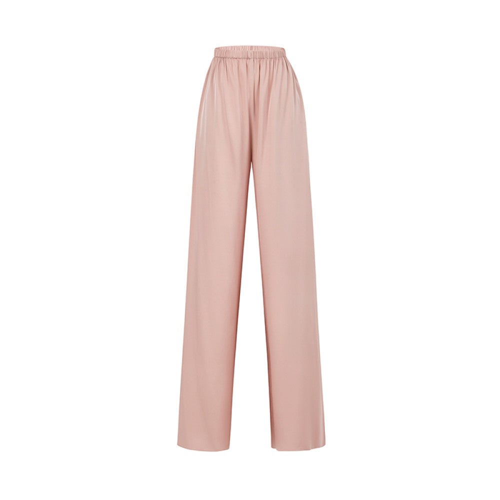 SUK light yarn sways Mulberry silk small stand up collar design hanging neck sleeveless vest top wide leg pants set image 19