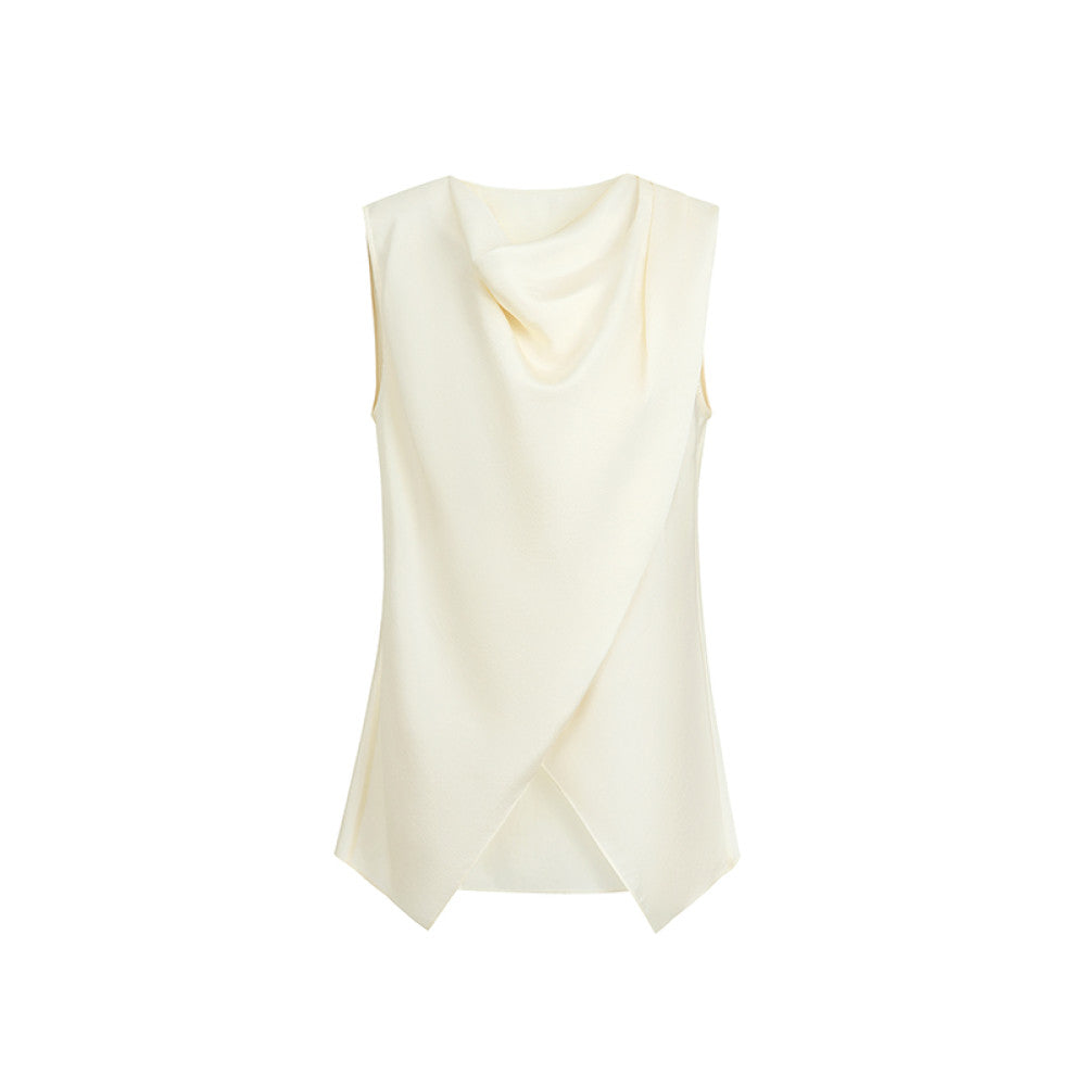 ASAYA4461 - Draped Crossover Sleeveless Top & High-Waist Flow Pants 🌿✨