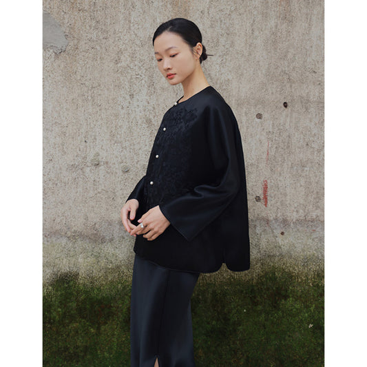 ASAYA4456 - Regal Embroidered Satin Jacket 🏮🕊️