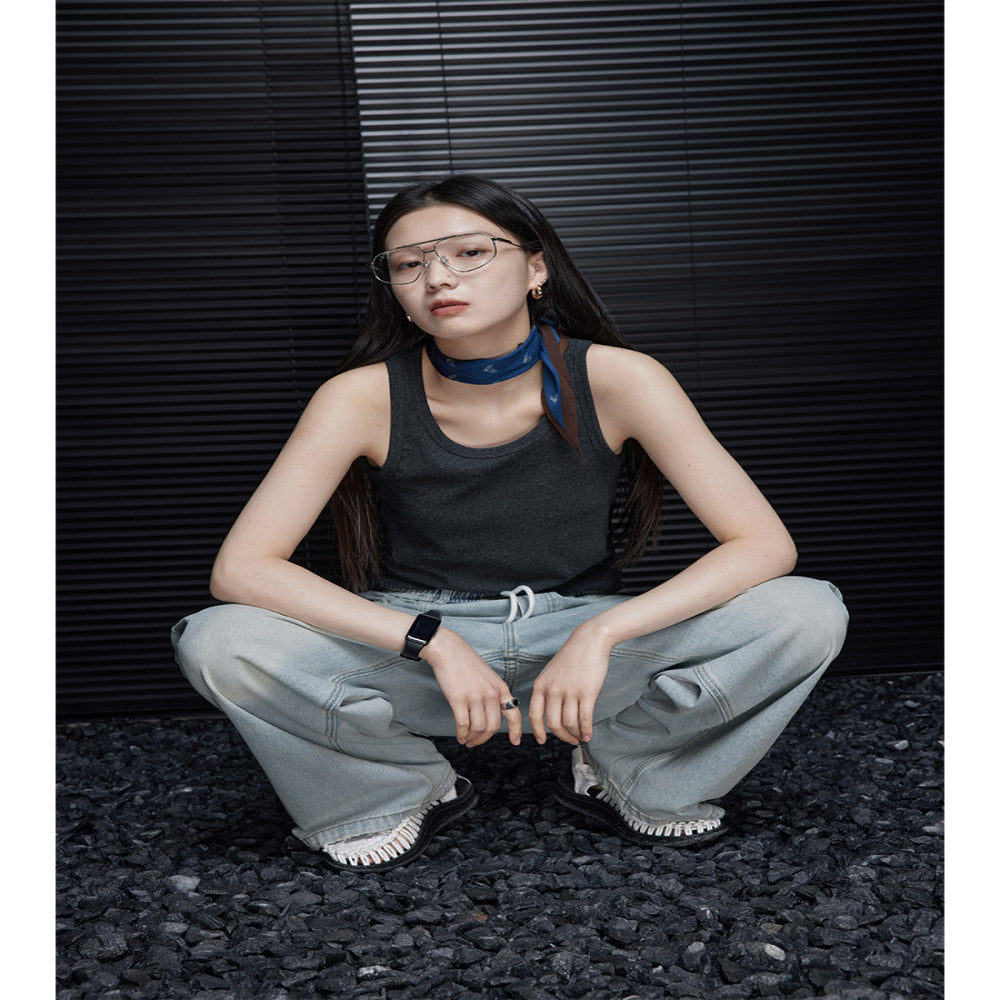 moment light blue straight retro jeans women s autumn slim American loose casual drape wide leg pants women image 4