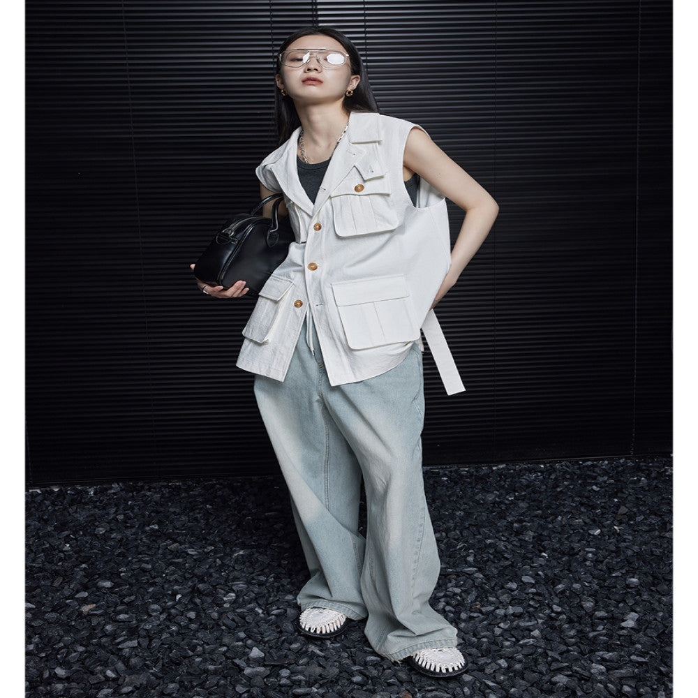 moment light blue straight retro jeans women s autumn slim American loose casual drape wide leg pants women image 5