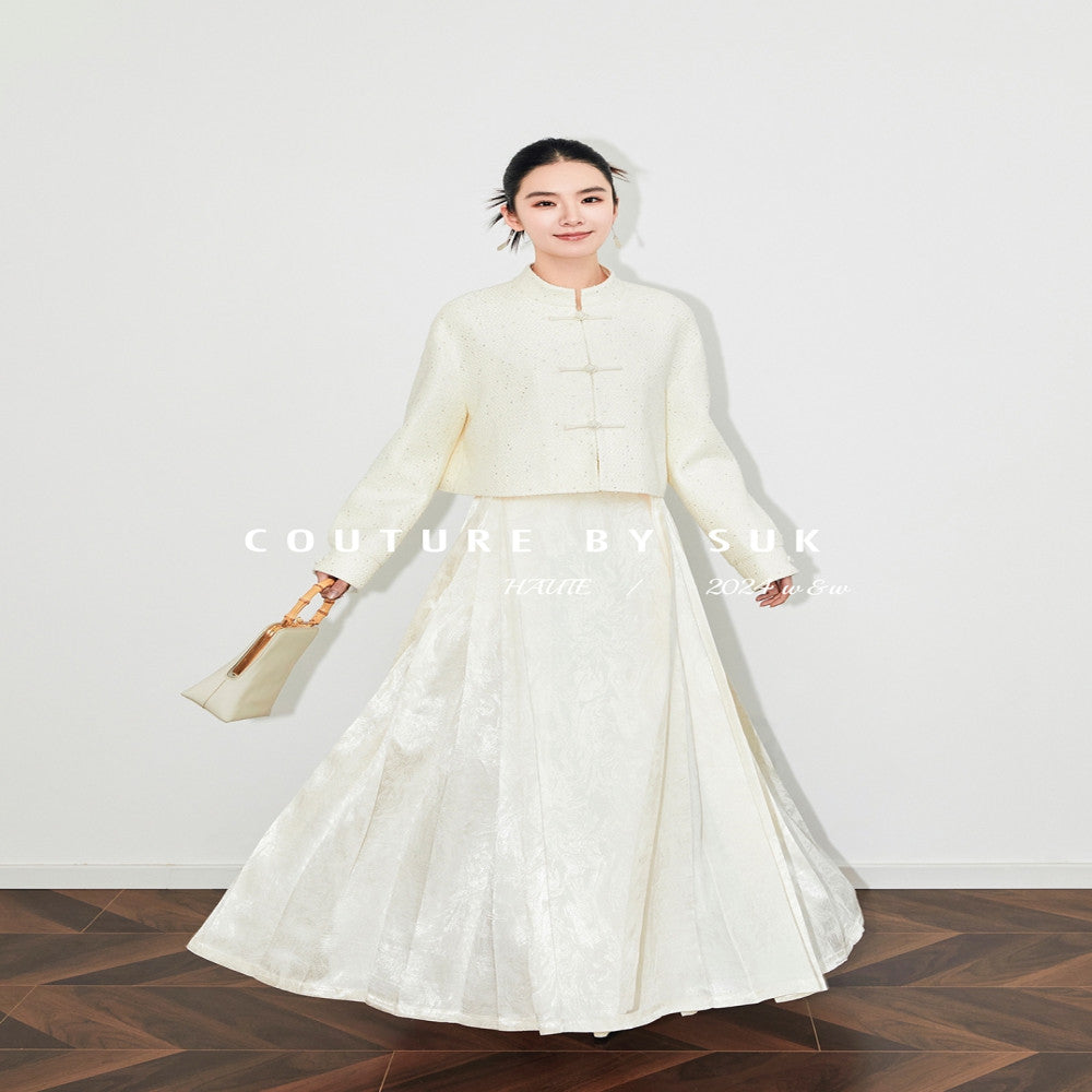 Spot SUK Qingqing Zijin 25 early spring new Chinese style button up collar jacket for women Chinese style short jacket image 2