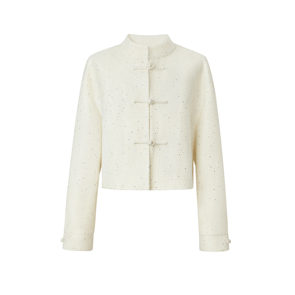 Spot SUK Qingqing Zijin 25 early spring new Chinese style button up collar jacket for women Chinese style short jacket image 6