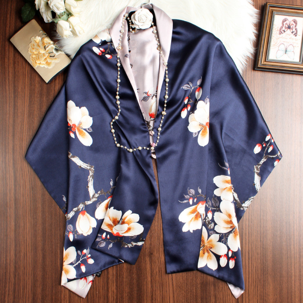 High end double sided silk shawl button cheongsam outer wear mulberry silk scarf dual use spring autumn summer silk scarf for mother image 13