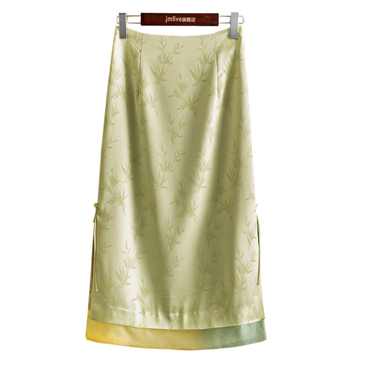ASAYA4373 - Bamboo Jacquard Midi Skirt (3 Colors) 🌿🌸