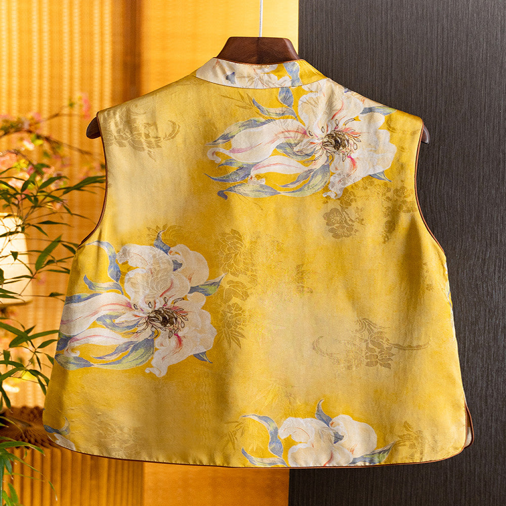 Embroidered jacquard silk vest jacket for women in autumn 2025 new standing collar Chinese style retro vest top image 2