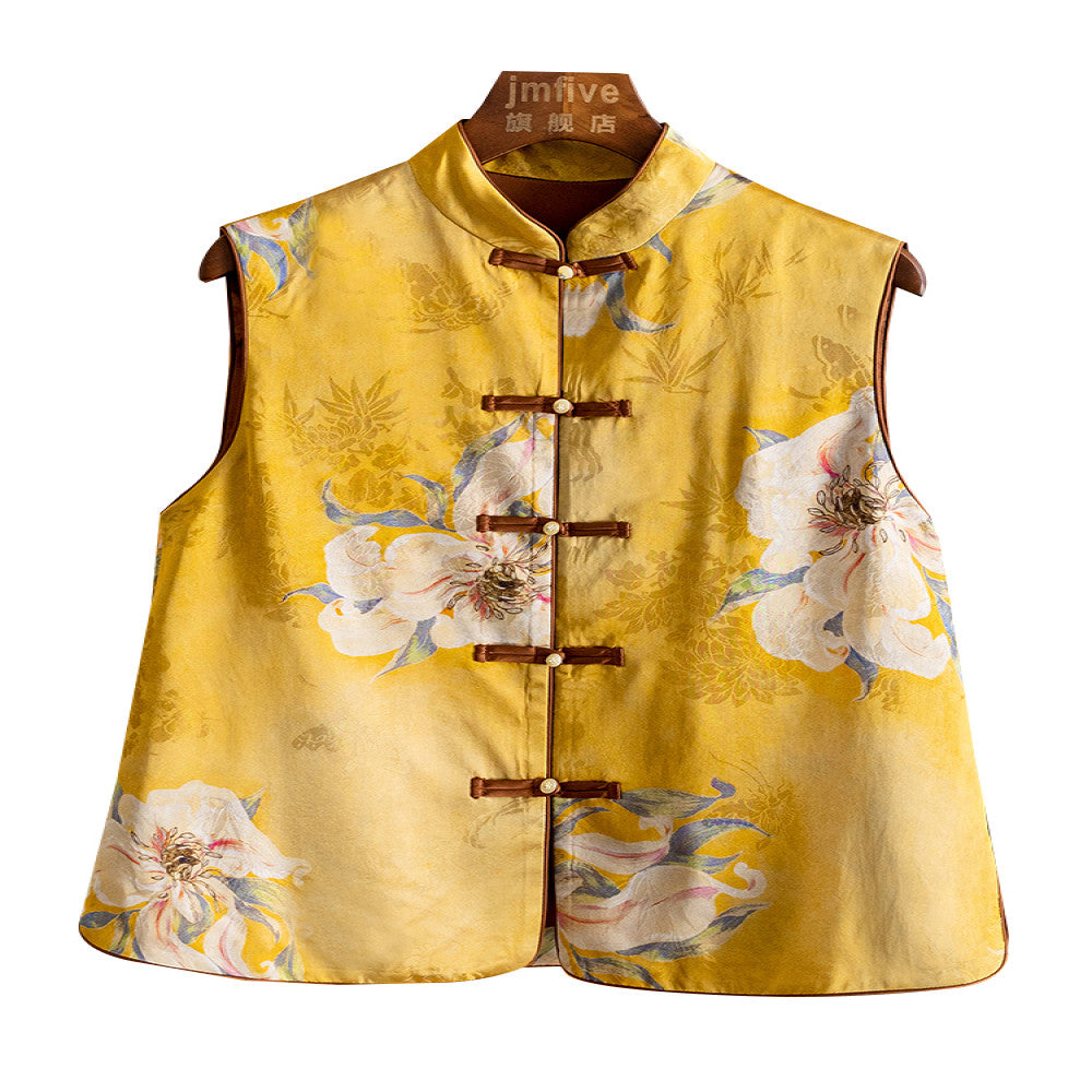 Embroidered jacquard silk vest jacket for women in autumn 2025 new standing collar Chinese style retro vest top image 5