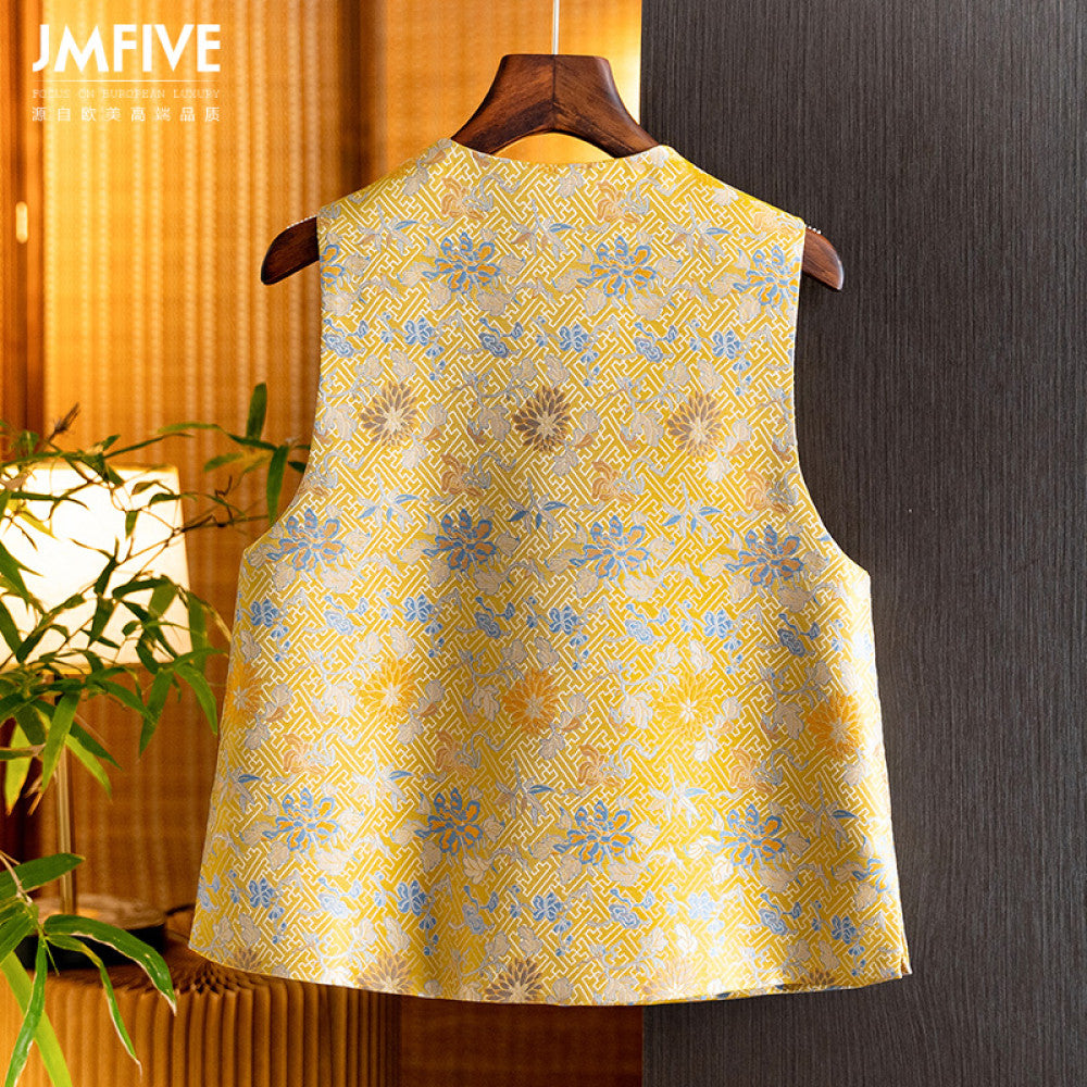 New Chinese style intangible cultural heritage Song brocade jacquard vest top for women in spring 2025 retro and western style new product layered vest and shoulder image 2