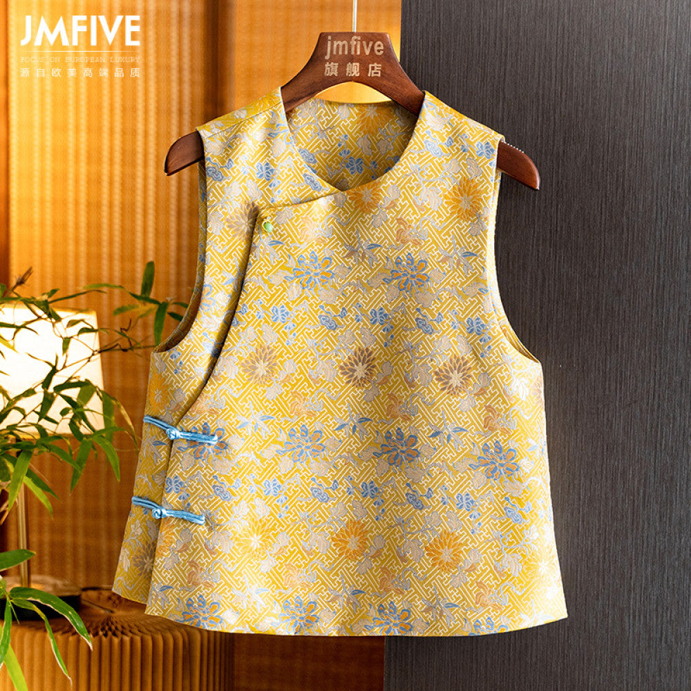 New Chinese style intangible cultural heritage Song brocade jacquard vest top for women in spring 2025 retro and western style new product layered vest and shoulder image 3