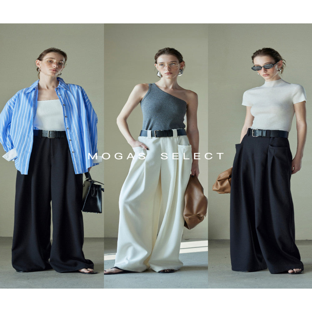 Ready Stock Mogas Long Legs Artifact Fashionable Double Pleated Design Large Pocket Wide Leg Pants Women Spring and Autumn Free PU Belt image 20