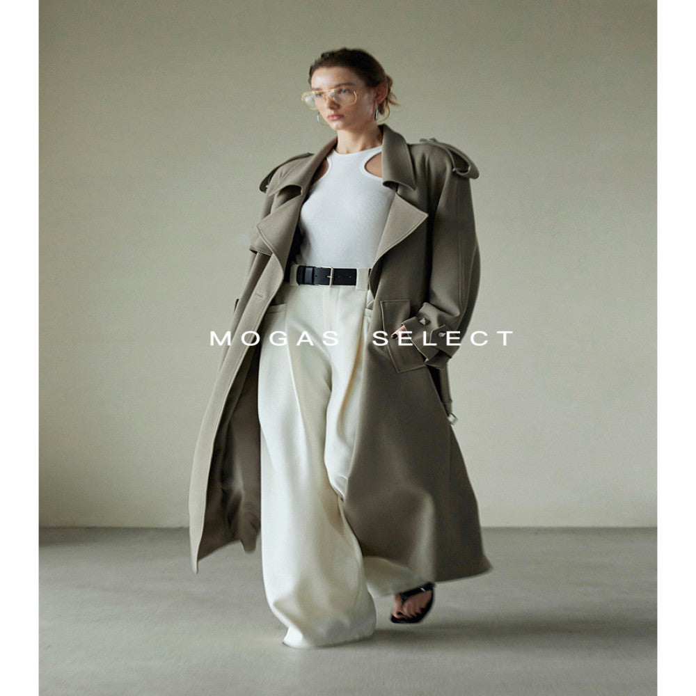 Ready Stock Mogas Long Legs Artifact Fashionable Double Pleated Design Large Pocket Wide Leg Pants Women Spring and Autumn Free PU Belt image 21