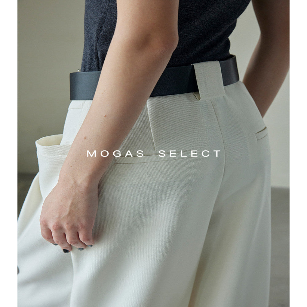Ready Stock Mogas Long Legs Artifact Fashionable Double Pleated Design Large Pocket Wide Leg Pants Women Spring and Autumn Free PU Belt image 22