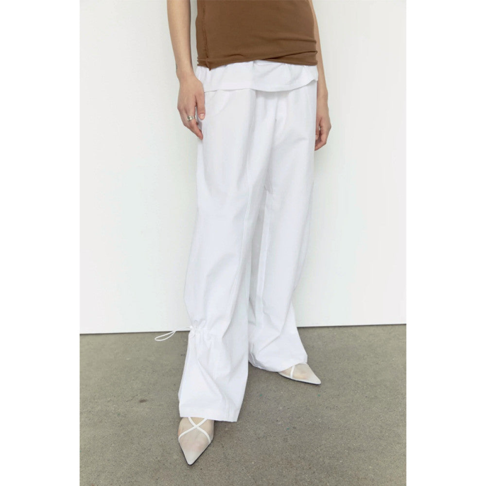 Beerkun s versatile young u0026chill bamboo cotton linen loose straight leg drawstring details casual pants in this issue image 3