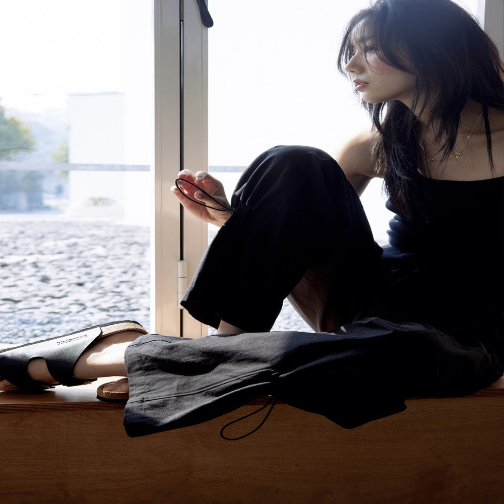 Beerkun s versatile young u0026chill bamboo cotton linen loose straight leg drawstring details casual pants in this issue image 4