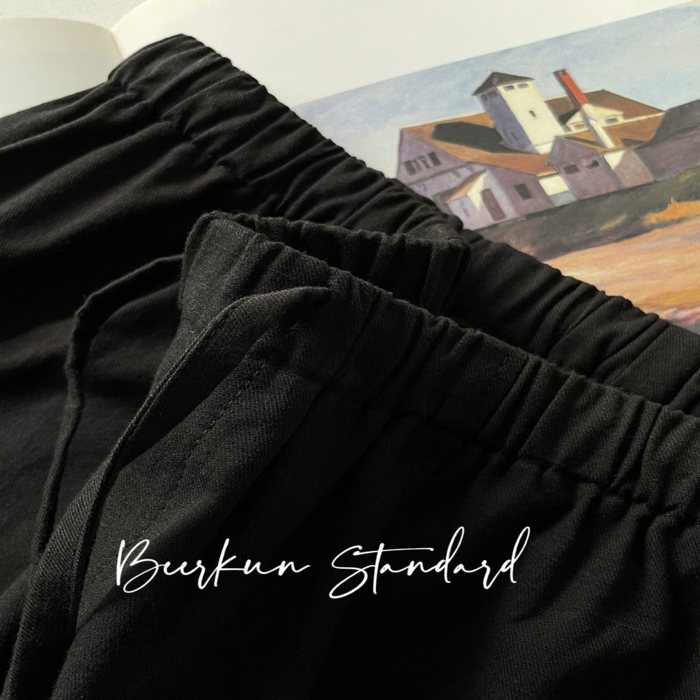 Beerkun s versatile young u0026chill bamboo cotton linen loose straight leg drawstring details casual pants in this issue image 8