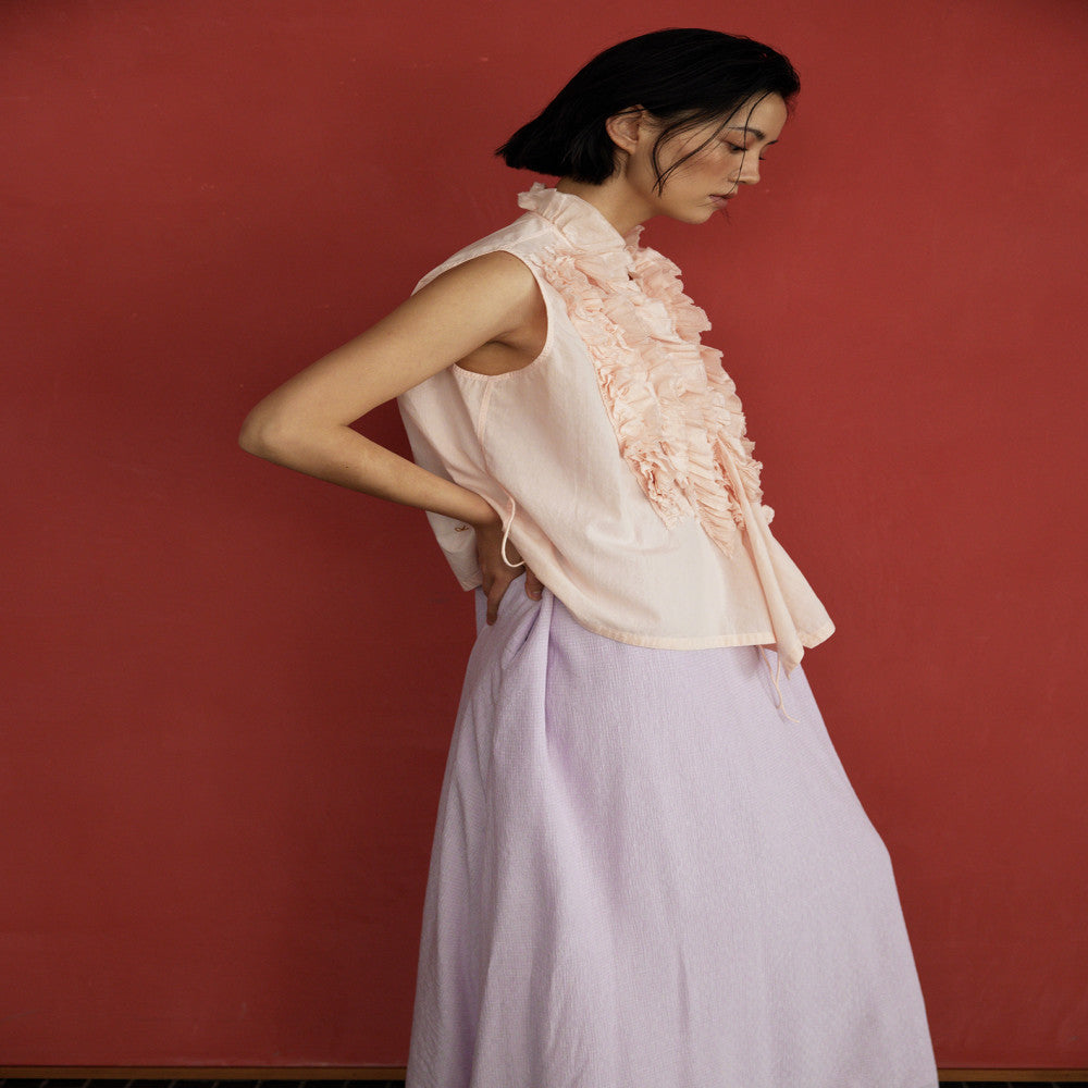 Beerkun Enjoys Hawaii 80 Thread Cotton Handmade Indian Embroidery Curled Flower Side Strap Sleeveless Top image 2