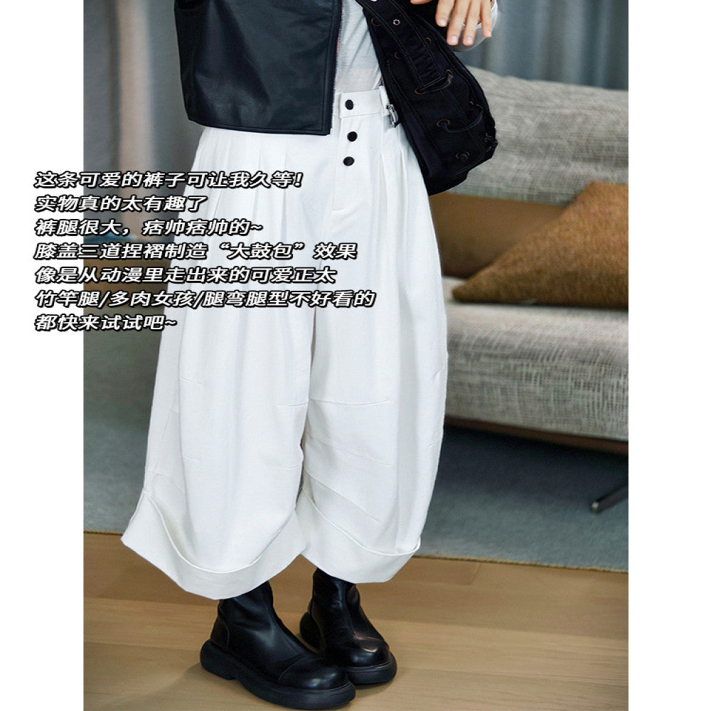 Meiyang MEIYANG Bouncing Casual Pants All Cotton Twill Sand Washed Curled Eight Part Pants 70 Series in Stock image 0