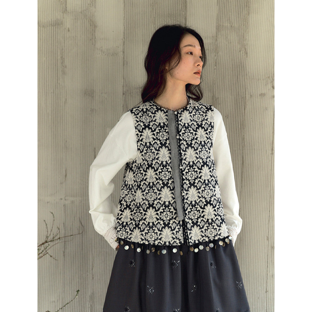 Xiaolu Miya Flower series original new Chinese shell lace heavy jacquard vest spring image 9