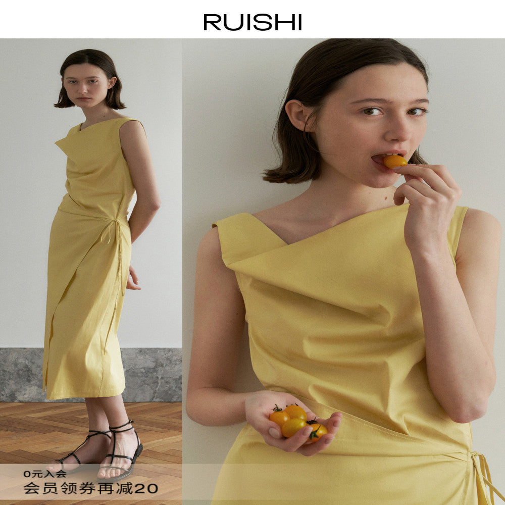 RUISHI Relaxing Atmosphere Elegant Commuting Slimming Look Sleeveless Swing Neck Dress for Women Summer image 1