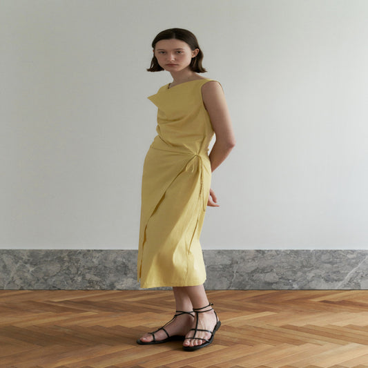 ASAYA4353 - Straight dress with a loose neckline and side ties