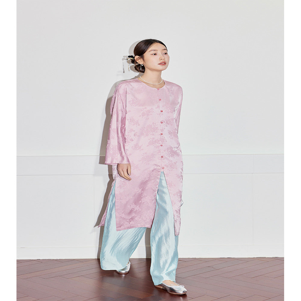 2025 Early Spring New Chinese Satin Jacquard Long Skirt Celebrity Daughter Temperament Slim Front Medium Long Dress Women image 6