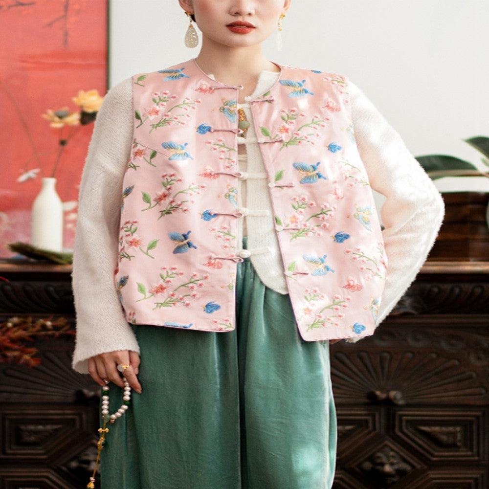 2024 New Product PCY1676 Chinese style vest Chinese embroidery vest vest shoulder retro Chinese style shoulder women s spring and autumn image 1