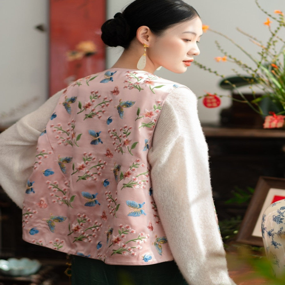2024 New Product PCY1676 Chinese style vest Chinese embroidery vest vest shoulder retro Chinese style shoulder women s spring and autumn image 3