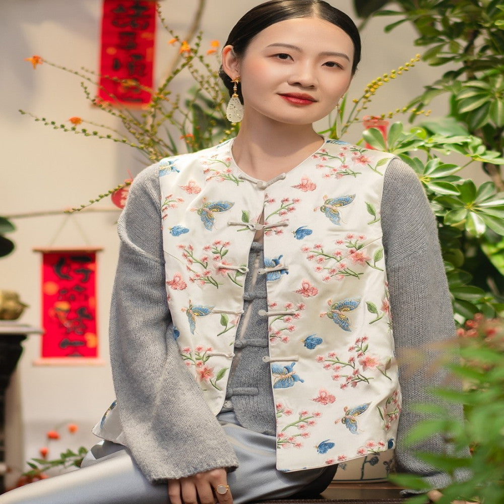 2024 New Product PCY1676 Chinese style vest Chinese embroidery vest vest shoulder retro Chinese style shoulder women s spring and autumn image 5