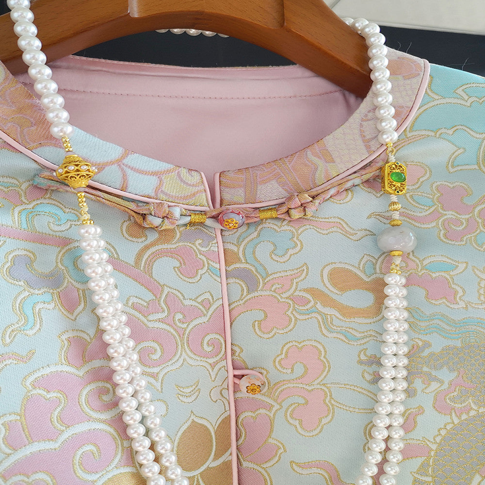 Song brocade jacquard new Chinese style jacket for women in spring and autumn high end temperament elegant woven brocade retro Chinese style retro top image 2