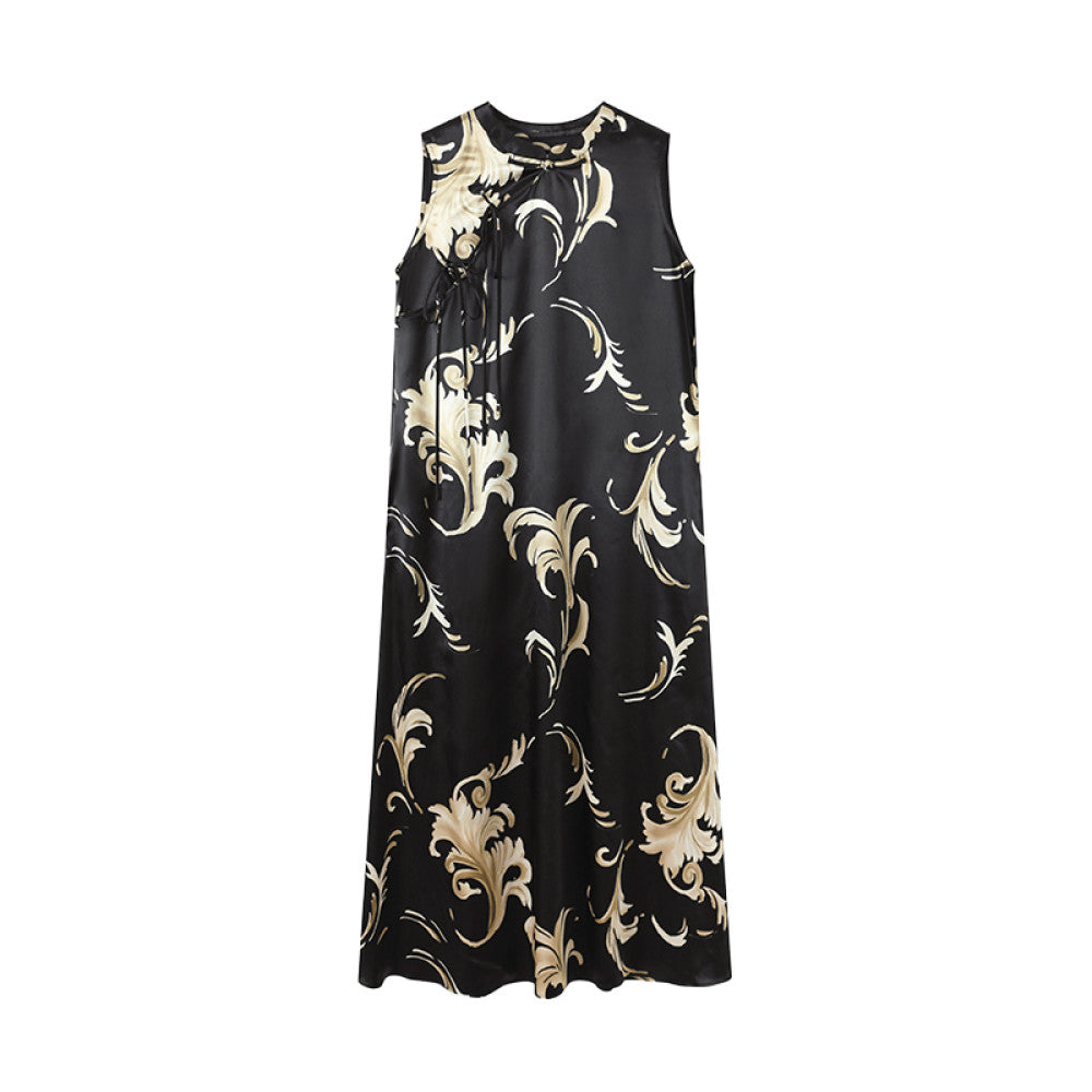 Ruyi Lianyun Chuluo Acetic Acid Sleeveless Printed Dress for Women New Chinese Style Plate Buckle Strap Long Dress image 10