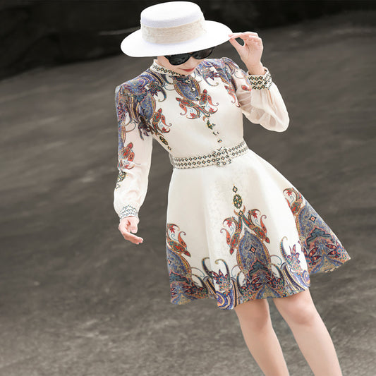 ASAYA4335 | French Palace Style A-line Printed Dress 👑🌸